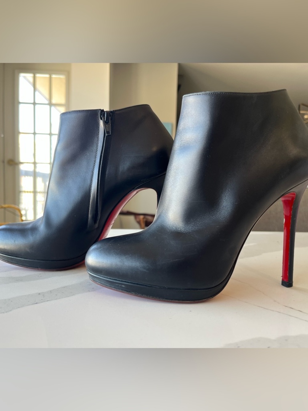 Christian Louboutin Black Leather Ankle Booties